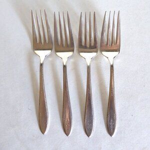 VINTAGE 1926 ROGERS BROS. ARGOSY PATTERN SILVER SALAD FORK SET OF 4
